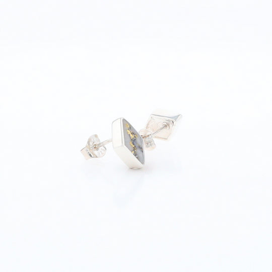 Sterling Silver Gold Quartz Inlaid Diamond Stud Earrings - G3