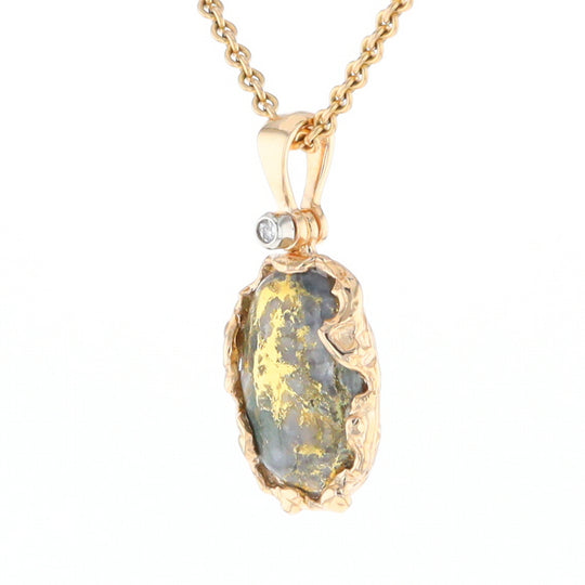 Serpentine & Gold Quartz Freeform Pendant