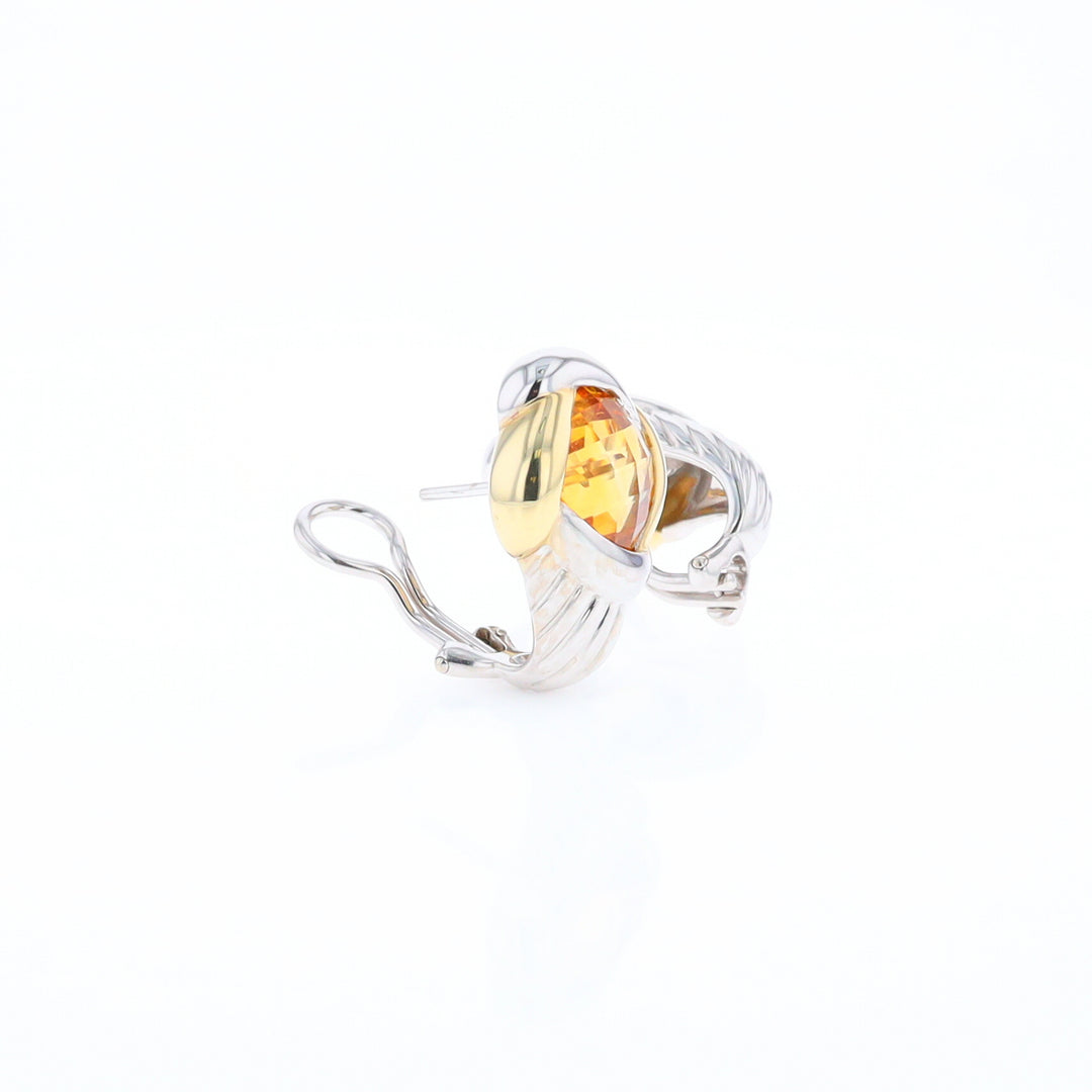 Two-Tone Checkerboard Citrine Earrings