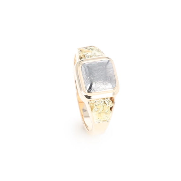 Meteorite & Gold Nugget Ring