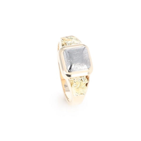 Meteorite & Gold Nugget Ring