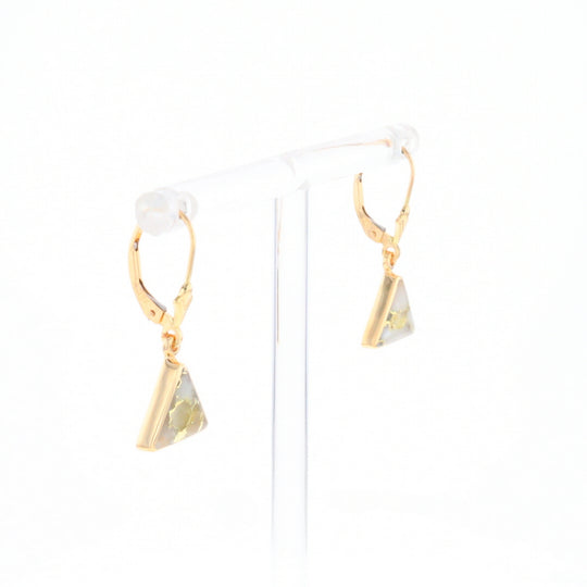 Gold Quartz Triangle Inlaid Earrings - G2