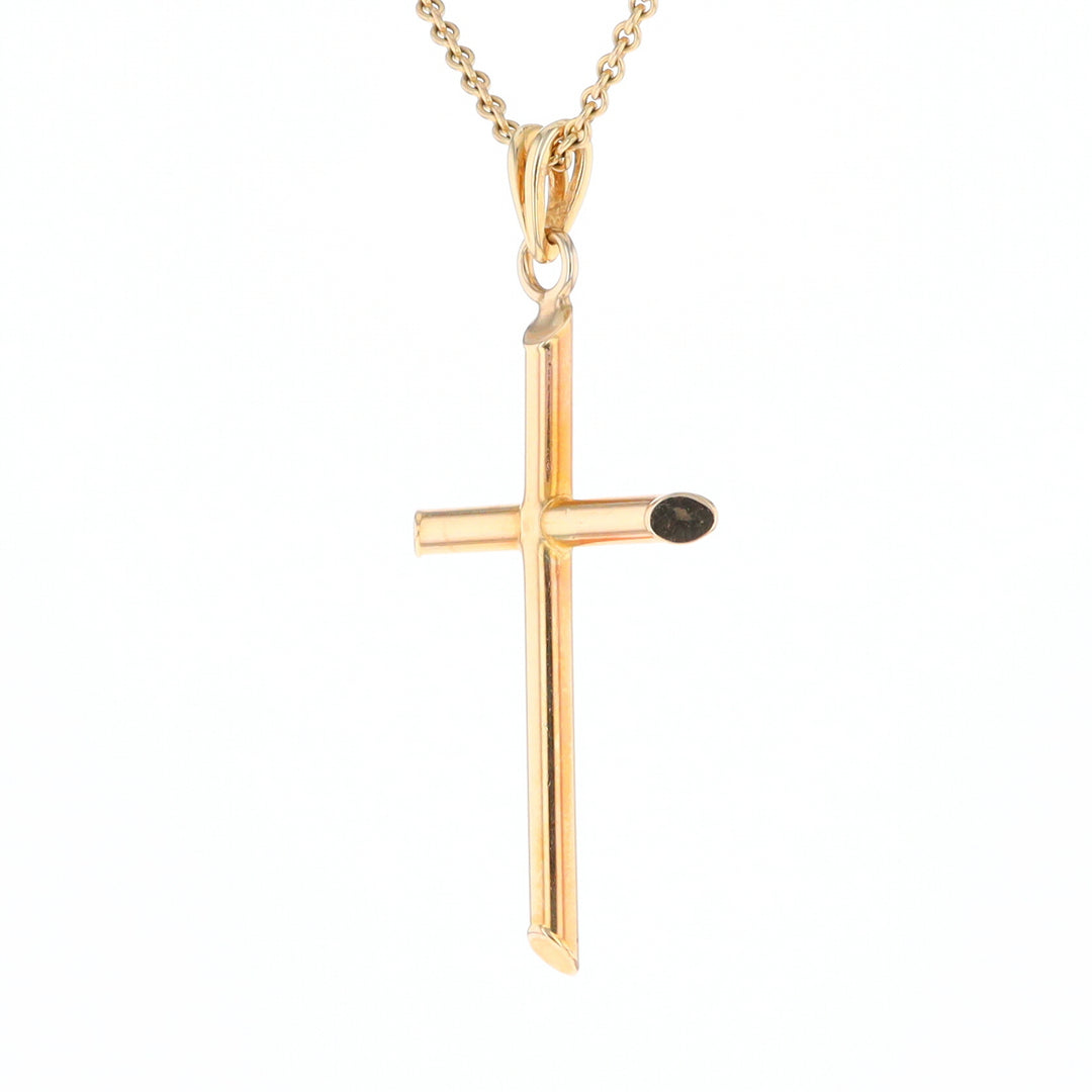 Beveled Edge Tube Cross Pendant