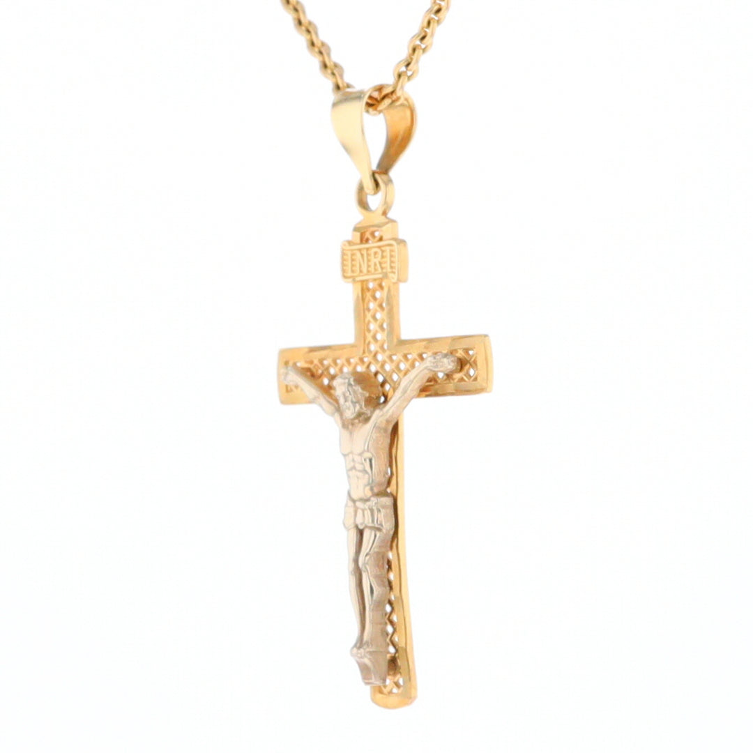 Two Tone Gold Crucifix Pendant