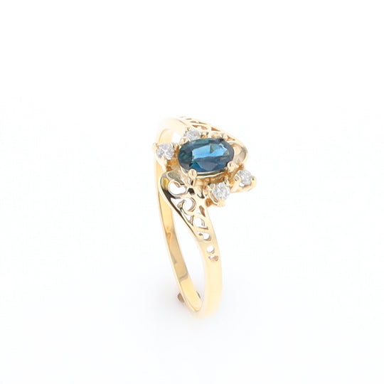 Oval Sapphire Diamond Bypass Ring