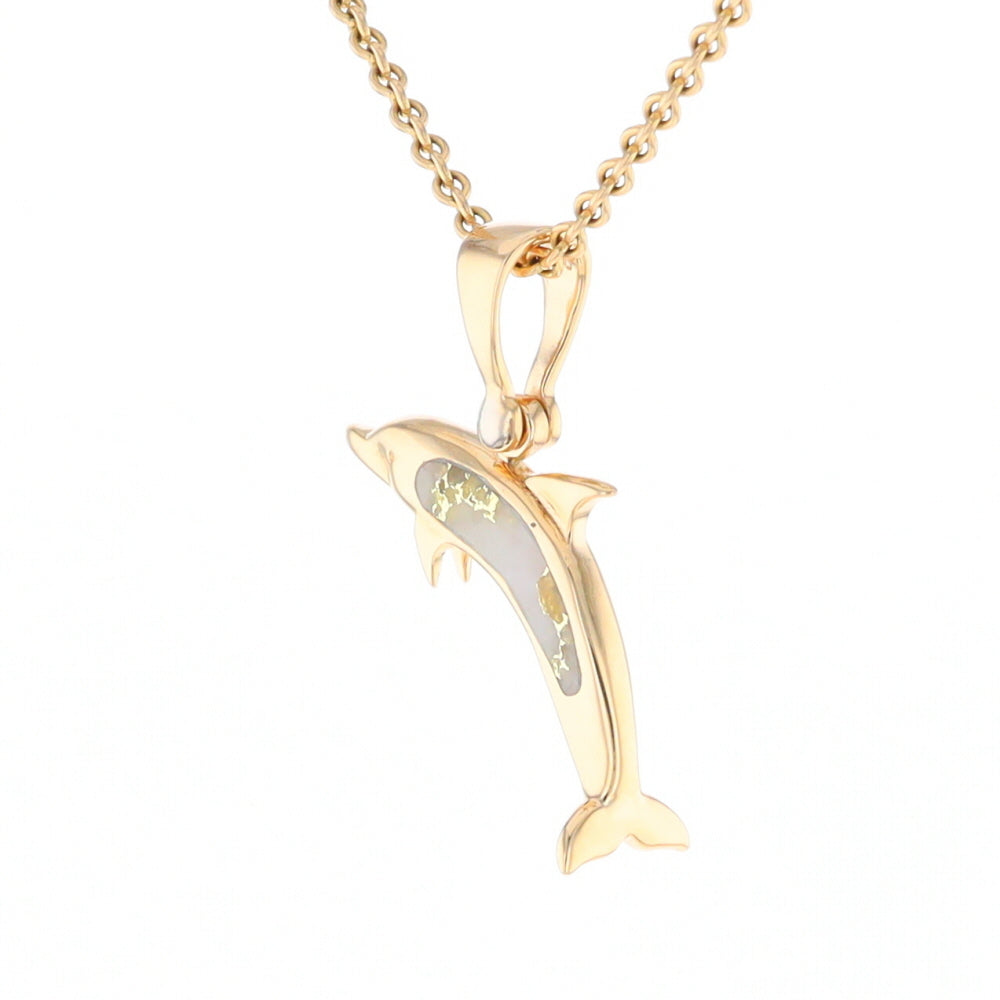 Gold Quartz Dolphin Pendant - G2