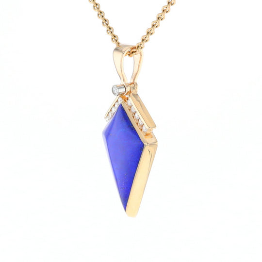 Lapis Kit Shaped Inlaid Pendant with 0.19ctw Diamonds