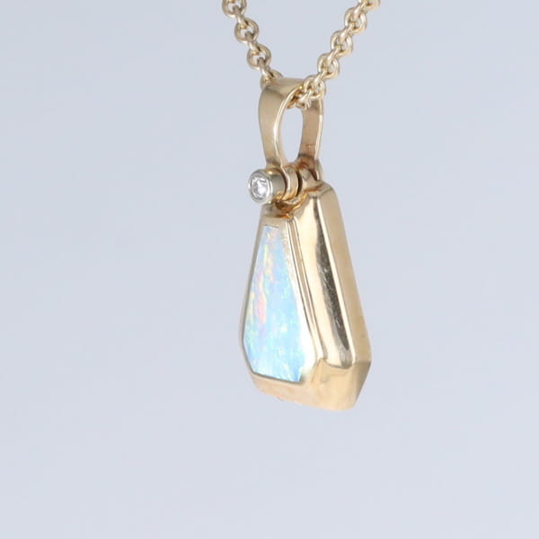 Opal Triangle Inlay with .02ctw Diamond Pendant