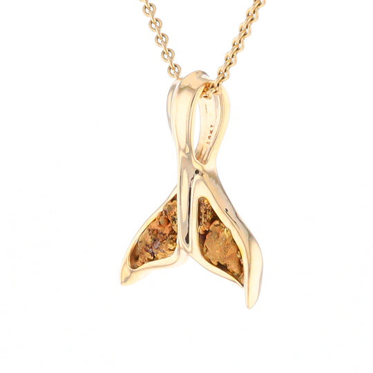 Whale Tail Necklaces Double Natural Nuggets Inlaid Sea Life Pendant