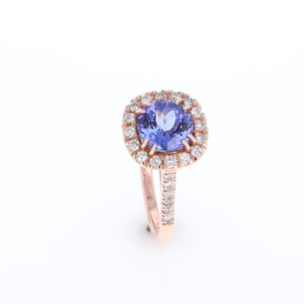 Rose Gold Tanzanite Halo Ring