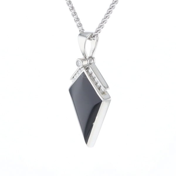 Onyx Kite Design Inlay .19Ctw Diamond Pendant