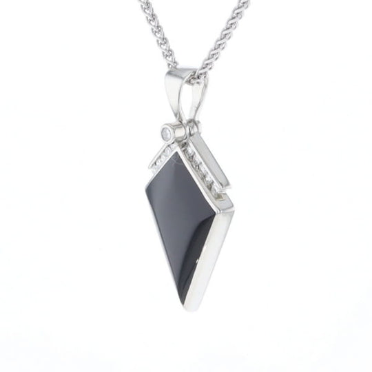 Onyx Kite Design Inlay .19Ctw Diamond Pendant