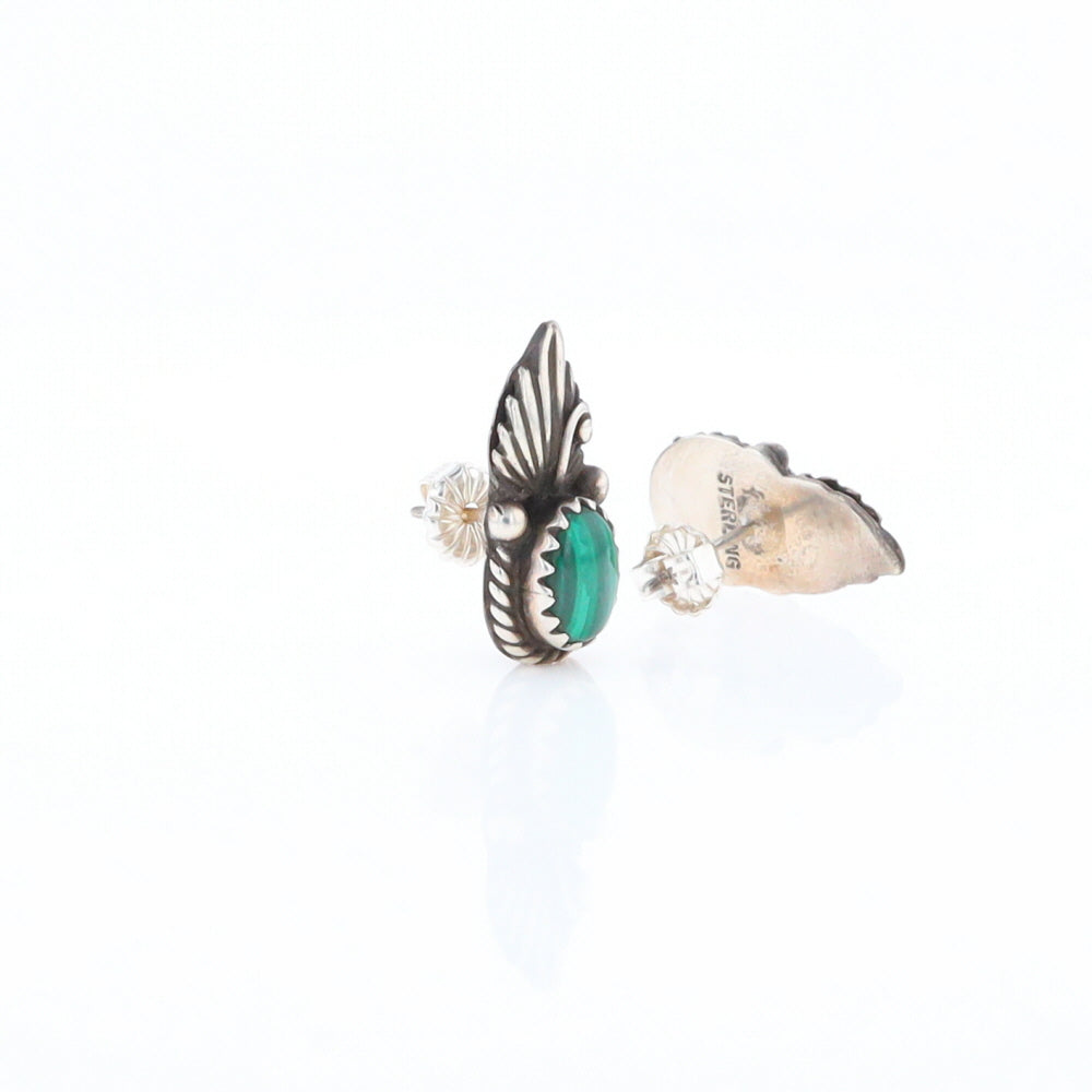 Malachite Feather Stud Earrings