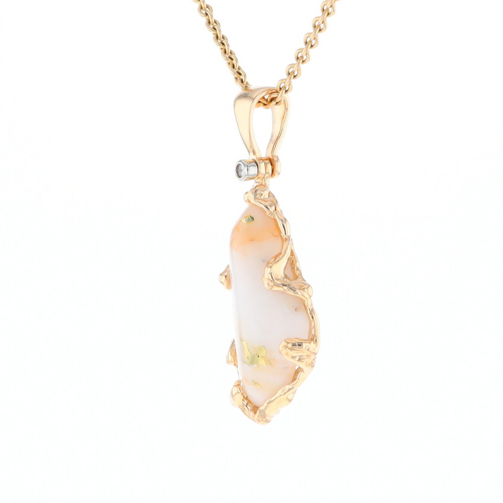 Gold Quartz Freeform Pendant