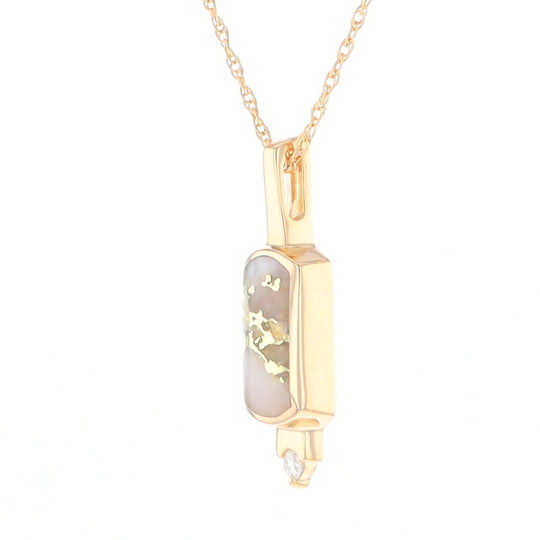 Gold Quartz Pendant with 0.04ctw Diamond Accent