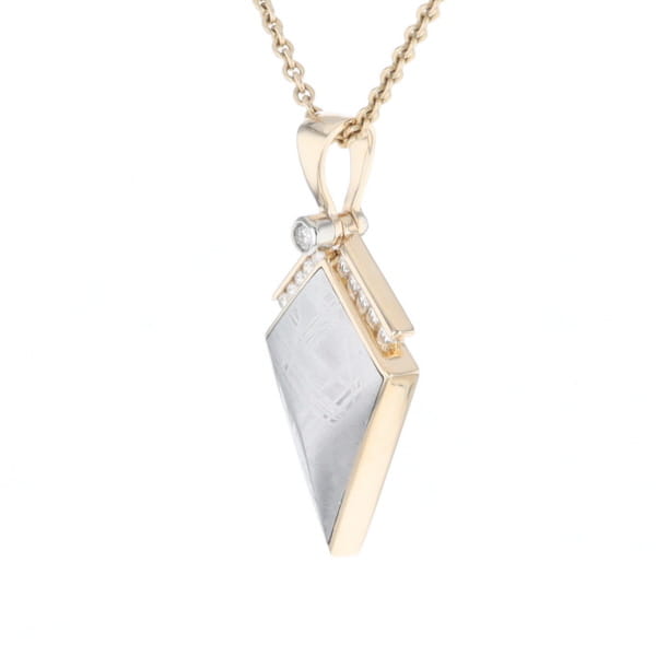 Meteorite Kite Shape Inlaid Pendant with 0.19ctw Diamonds