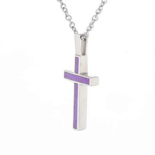 Sugilite 3 Section Inlaid Cross Pendant