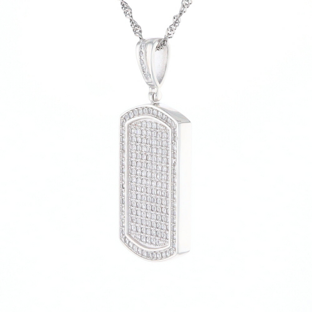 Cubic Zirconia Dog Tag Pendant