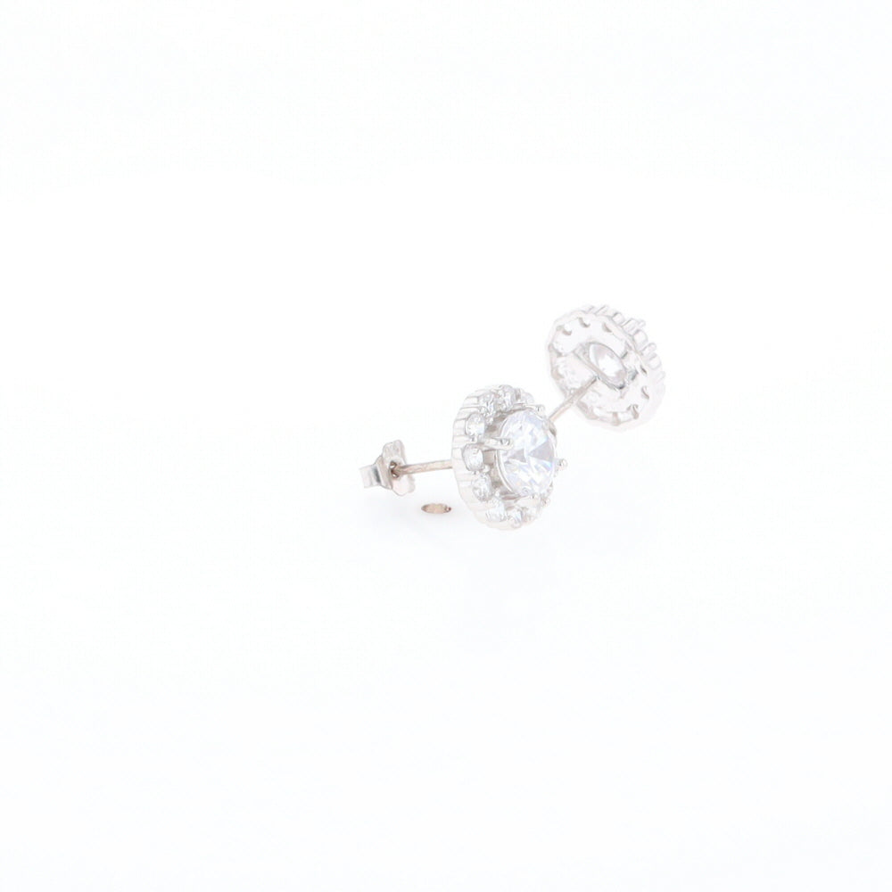 Cubic Zirconia Halo Stud Earrings