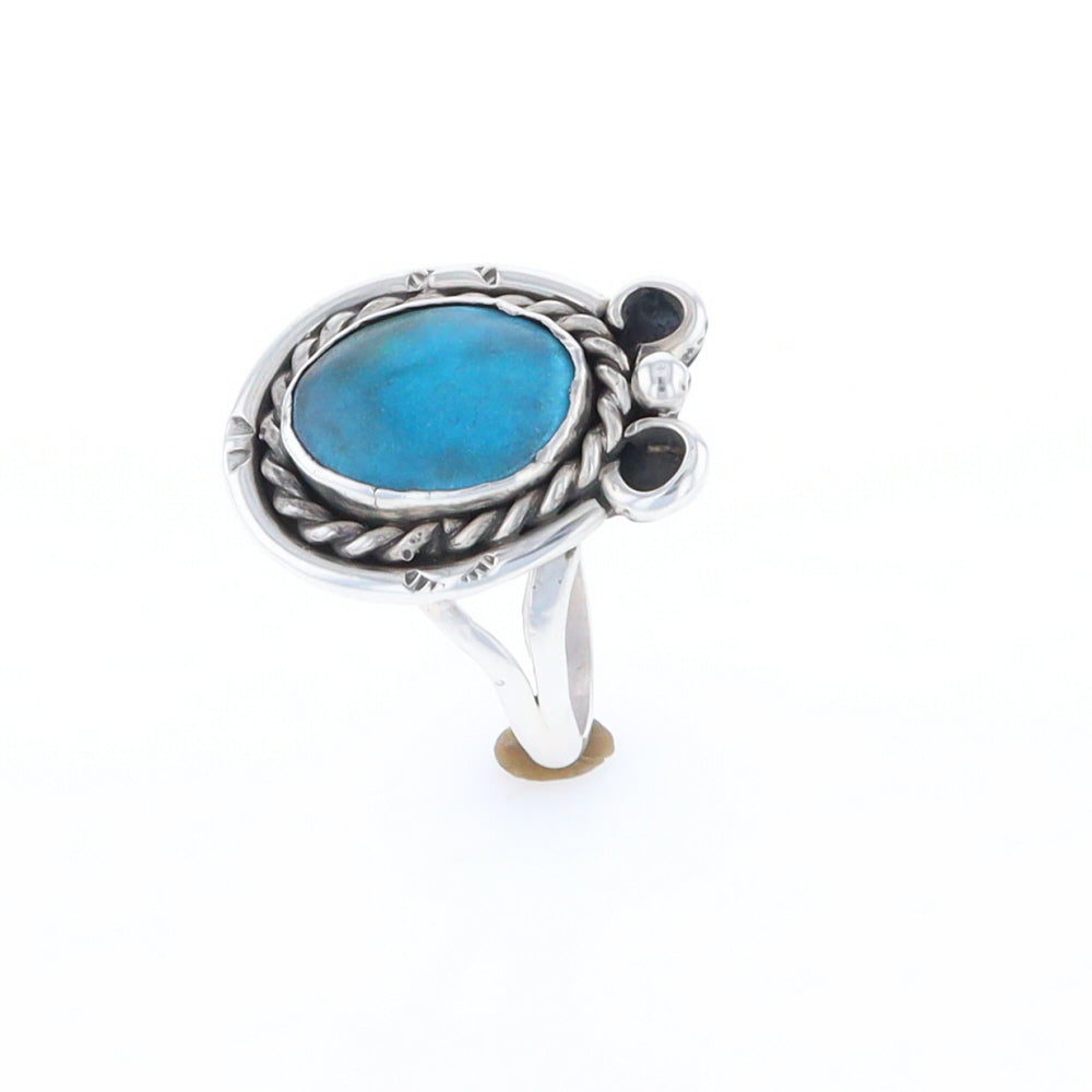 Native Turquoise Rope Design Ring