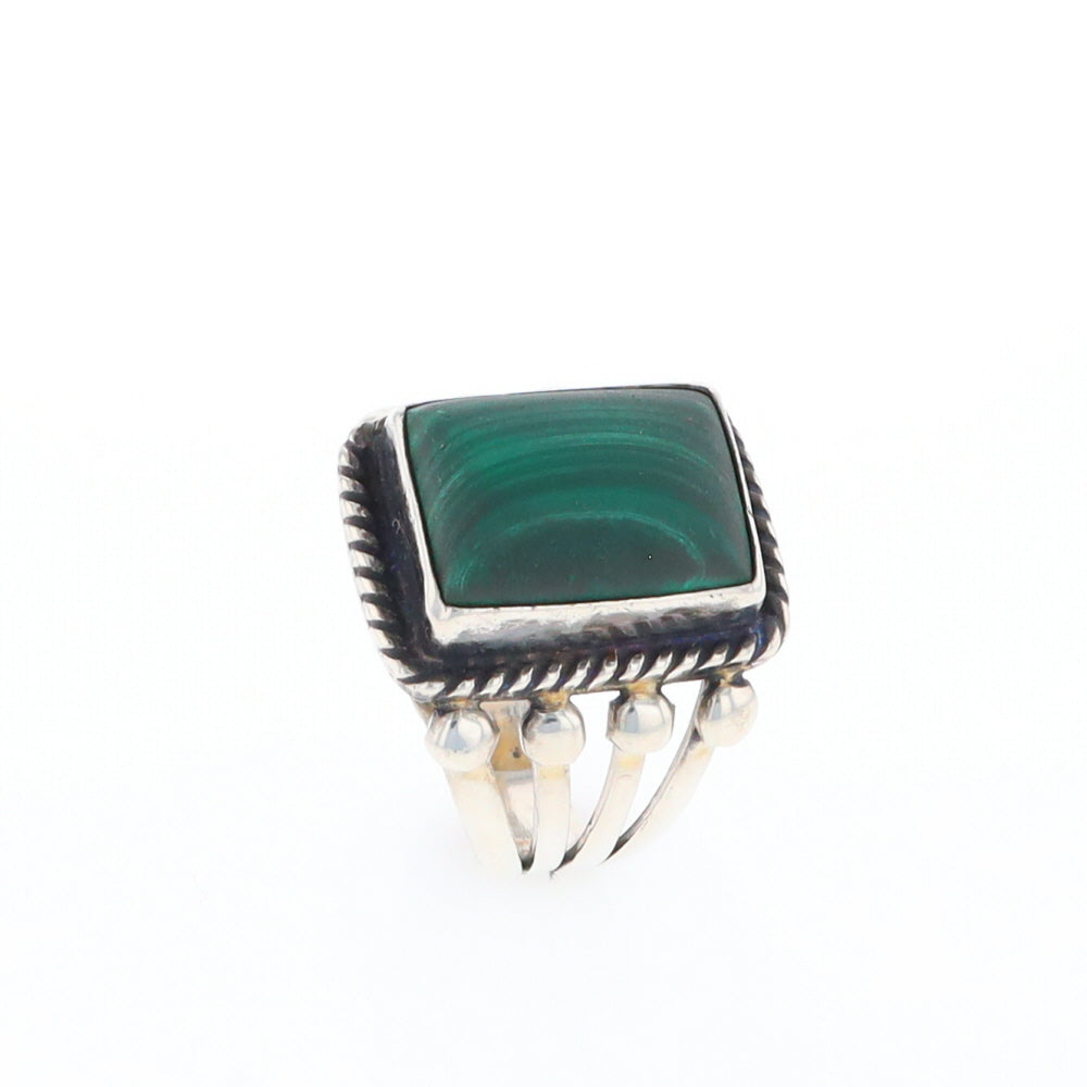 Native Rectangle Malachite Ring