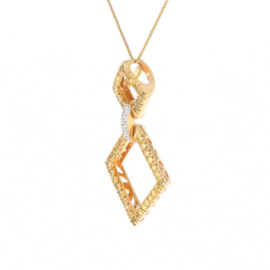 Yellow Sapphire Double Square Necklace