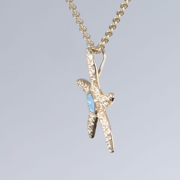 Opal Pendant Inlaid Realistic Star Fish Sea Life Design