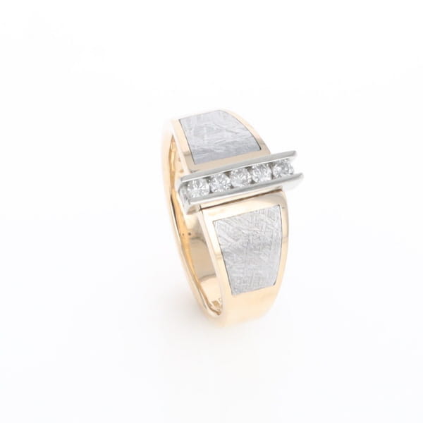 Meteorite Ring Double Sided Inlaid Design with .23ctw Diamonds