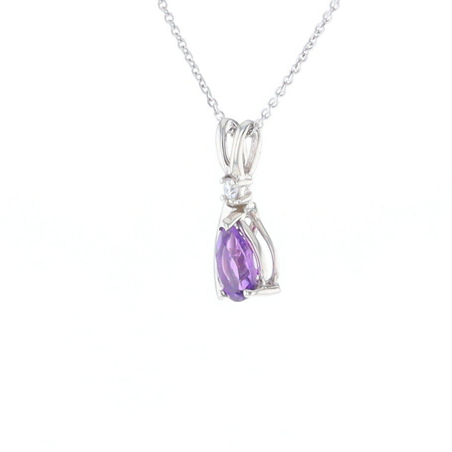 Amethyst Pear Ribbon Necklace