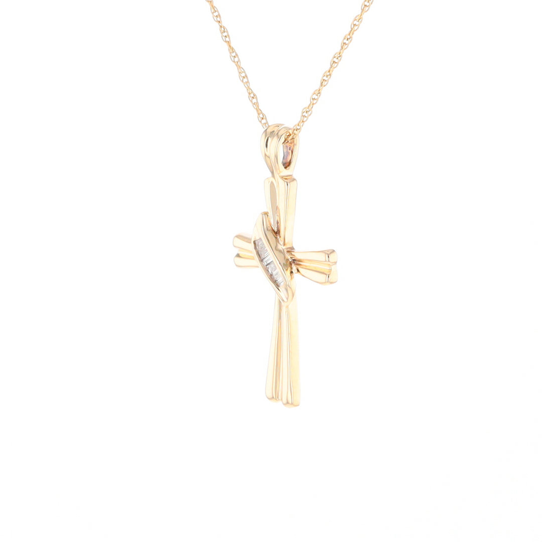 Diamond Crossover Ribbon Cross Pendant