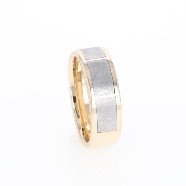 3 Section Men's Meteorite  Milgrain Topped Ring