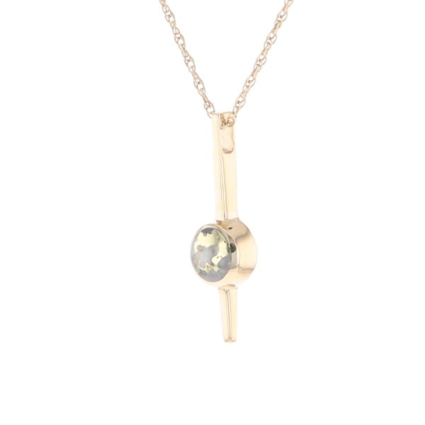 Gold Quartz Necklace Bar Design Round Fine Quality Inlaid Pendant
