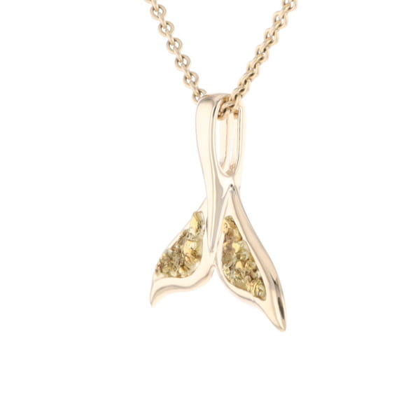 Whale Tail Natural Nuggets Double Inlaid Sea Life Pendant