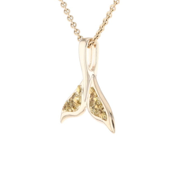 Whale Tail Natural Nuggets Double Inlaid Sea Life Pendant