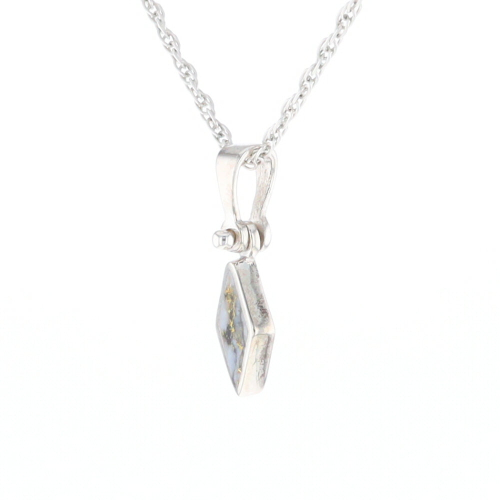 Sterling Silver Gold Quartz Inlaid Diamond Pendant - G3