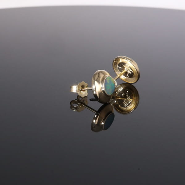 Opal Earrings Round Inlaid Design Studs