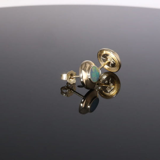 Opal Earrings Round Inlaid Design Studs