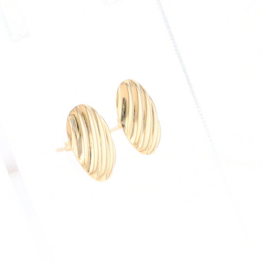 Gold Scorred Disc Stud Earrings