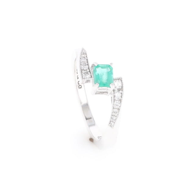Emerald Twist Ring with Diamond Accents