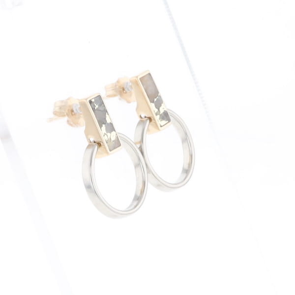 Gold Quartz Rectangle Inlaid Knocker Earrings - G2
