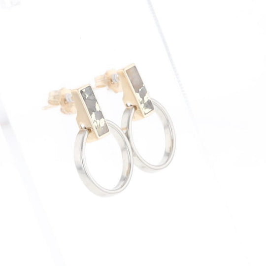 Gold Quartz Rectangle Inlaid Knocker Earrings - G2