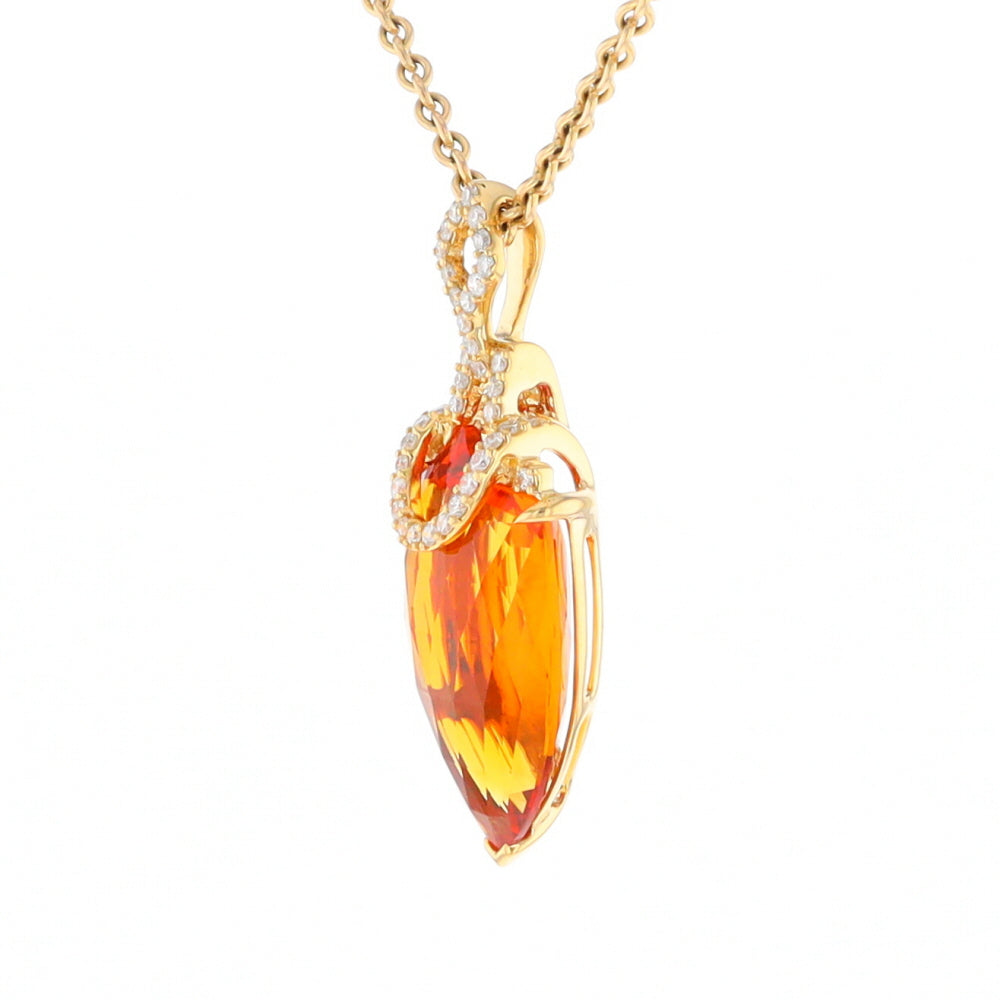 Citrine Pendant with Diamond Bail