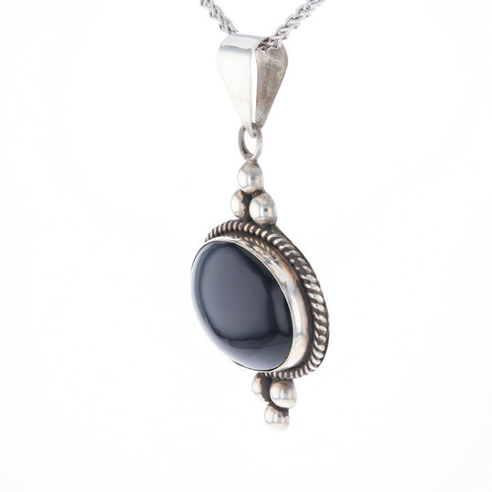 Bezel Set Onyx Beaded Pendant