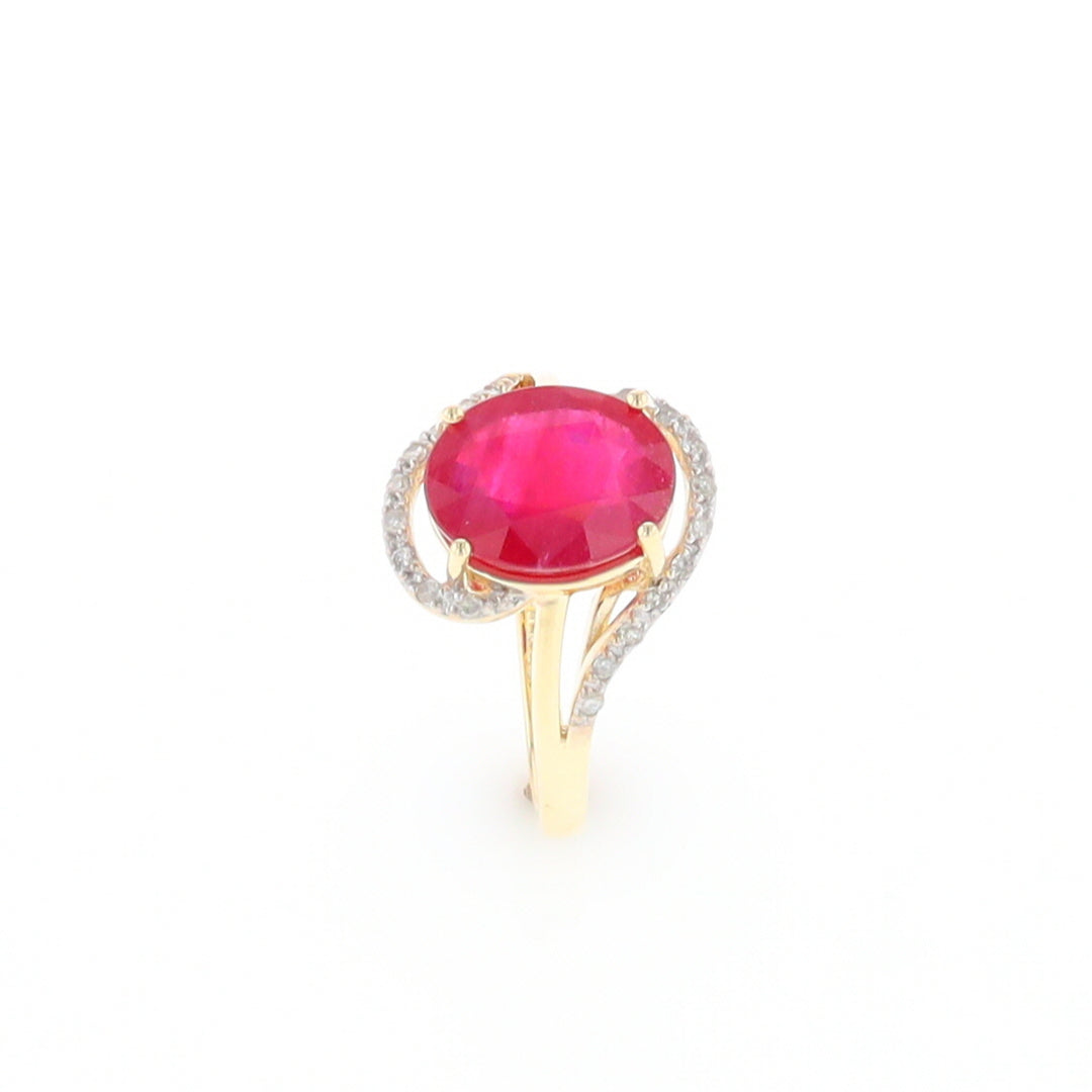 Ruby Bypass Ring with Diamond Accents