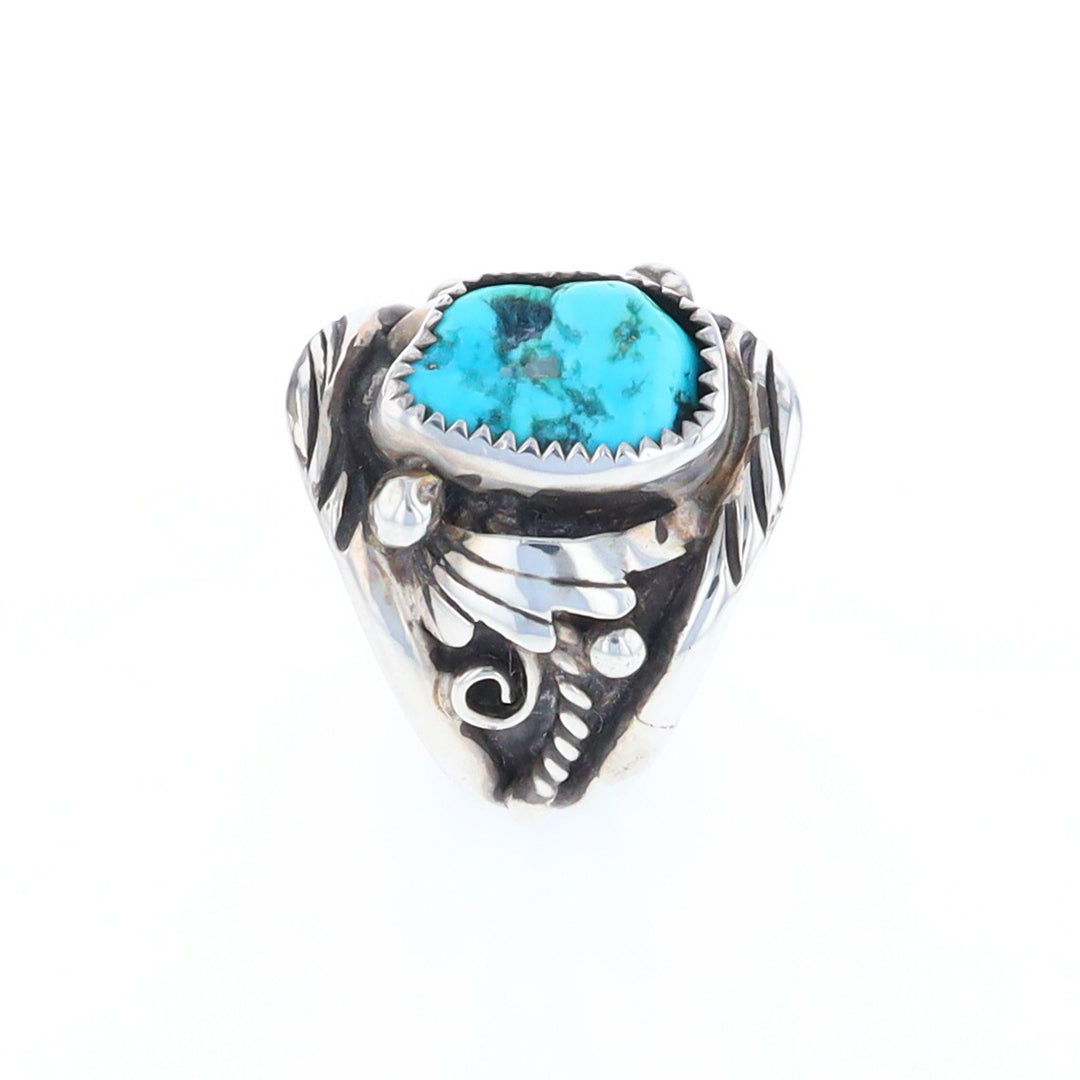 Navajo Turquoise and Feather Design Ring