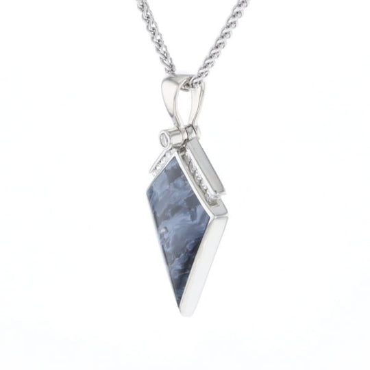 Pietersite Kite Shaped Inlaid Pendant with 0.19ctw Diamonds