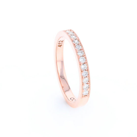 Rose Gold Milgrain Diamond Wedding Band