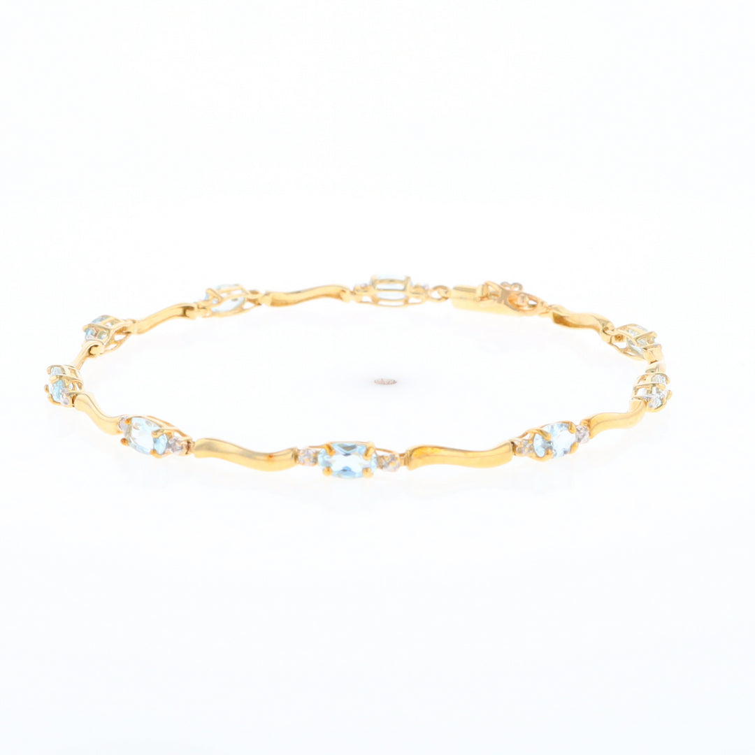 Aquamarine and Diamond Tennis Bracelet