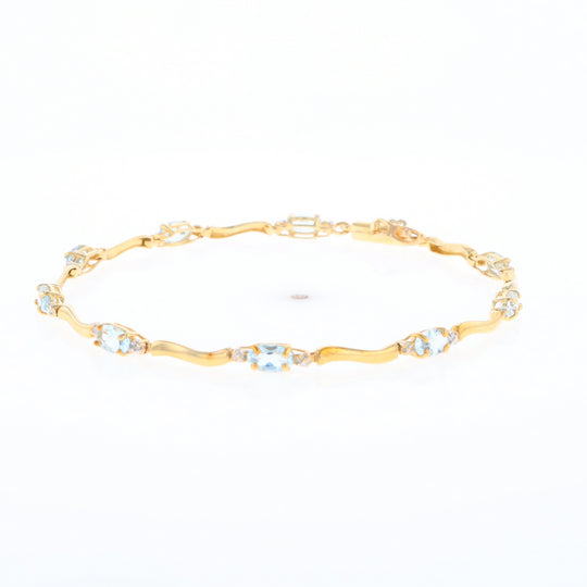 Aquamarine and Diamond Tennis Bracelet