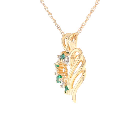 Open Heart Emerald and Diamond Pendant